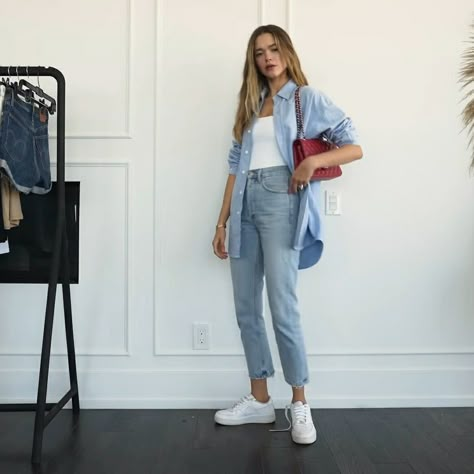 Summer Uni Outfits, Collage Outfits Casual, Shirt Outfits Women Casual, Boyfriend Shirt Outfit, Uni Outfits Summer, Blouse Outfit Casual, Valeria Lipovetsky, Fashion Everyday, Casual College Outfits