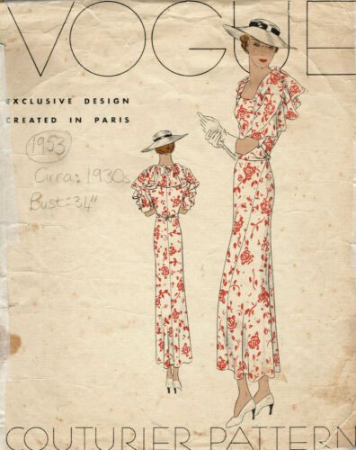 1930s Clothes, 1930's Dresses, Sewing Patterns Skirt, Style Sewing Patterns, Vintage Vogue Sewing Patterns, Vogue Vintage, Sewing Vintage, Wedding Dress Patterns, Frock Dress