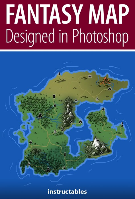 lobsterfists shares how to use Photoshop to make custom fantasy maps. #Instructables #design #digital #DnD #art Make A Fantasy Map, Continent Map, Photoshop Brushes Free, Map Marker, How To Use Photoshop, Etsy Shop Ideas, Fantasy Maps, Cosplay Diy, Dnd Art