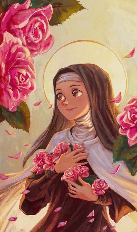 Catholic Art Paintings, Saint Artwork, Catholic Art Jesus, Therese Of Lisieux Art, Therese Of Lisieux Pictures, Saint Therese Of Lisieux Art, Catholic Wallpaper, Saint Therese, Catholic Pictures