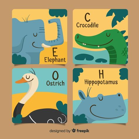 Zoo Poster Design, Kids Graphic Design, Book Illustration Layout, Childrens Alphabet, Book Illustration Design, Animal Flashcards, Graphic Design Books, Animal Book, Alphabet Cards