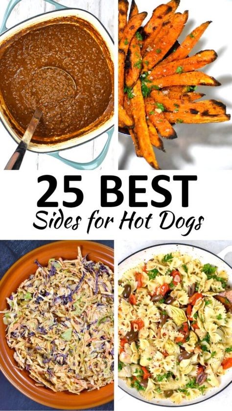 The 25 BEST Sides for Hot Dogs - GypsyPlate Corn Dog Side Dishes, Hotdogs Side Dishes, What To Eat With Hot Dogs Sides, Chili Dogs Sides, Side With Hot Dogs, What Goes With Hot Dogs, Sides For Corn Dogs, What To Have With Hot Dogs, Chili Dog Side Dishes