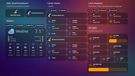 Home Assistant Dashboard, Mushroom Cards, Smart Home Dashboard, Message Template, Home Automation Project, Home Assistant, Developer Tools, Aquarium Lighting, Dashboard Design