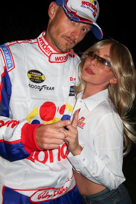 Couples halloween costume | Funny costumes | cute couples costume Ricky Bobby Wife, Trophy Wife Costume, Ricky Bobby And Wife Costume, Couples Halloween Costume Funny, Cute Couples Costumes, Halloween Costume Funny, Talladega Nights, Funny Couple Halloween Costumes, Ricky Bobby