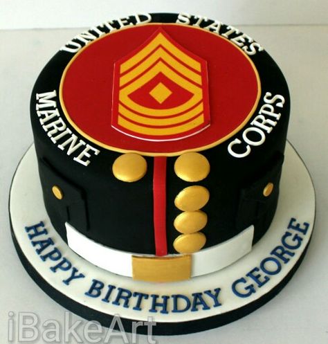 United States Marine Corps Marine Corps Wedding Cake, Marines Cake Ideas, Marine Birthday Cake, Marine Corps Cake Ideas, Usmc Cake, Marine Corps Party Ideas, Marine Corps Cake, Marine Retirement, Marine Corps Retirement