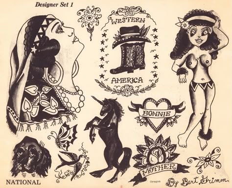 Bert Grimm Bert Grimm Tattoo, Grimm Tattoo, Bert Grimm, Antique Tattoo, Tattoo Website, Tattoo Catalog, Vintage Tattoo Design, Flash Ideas, Flash Sheets