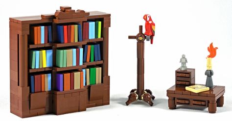 Study Lego Bookshelf, Bookshelf Build, Minecraft Lego, Lego House Ideas, Instructions Lego, Lego Furniture, Lego Christmas, Lego Boards, Lego Modular