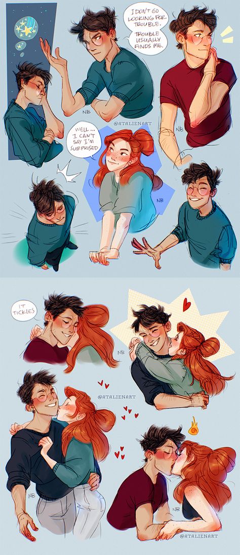 Ginny X Harry, Ginny Weasley Fan Art, Harry Ginny, Fanart Harry Potter, Harry Potter Couples, Harry Potter Ginny Weasley, Harry Potter Ginny, Harry And Ginny, Harry Potter Spells