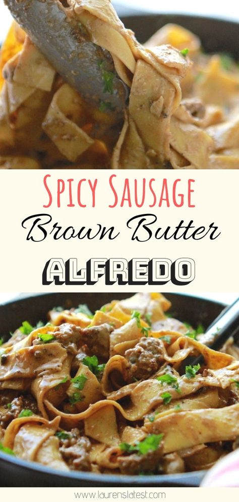 Best Pasta Dinner, Sausage Alfredo Pasta, Dinner Date Recipes, Sausage Alfredo, Pasta Alfredo, Best Pancake Recipe, Best Pasta, Ground Italian Sausage, Butter Pasta