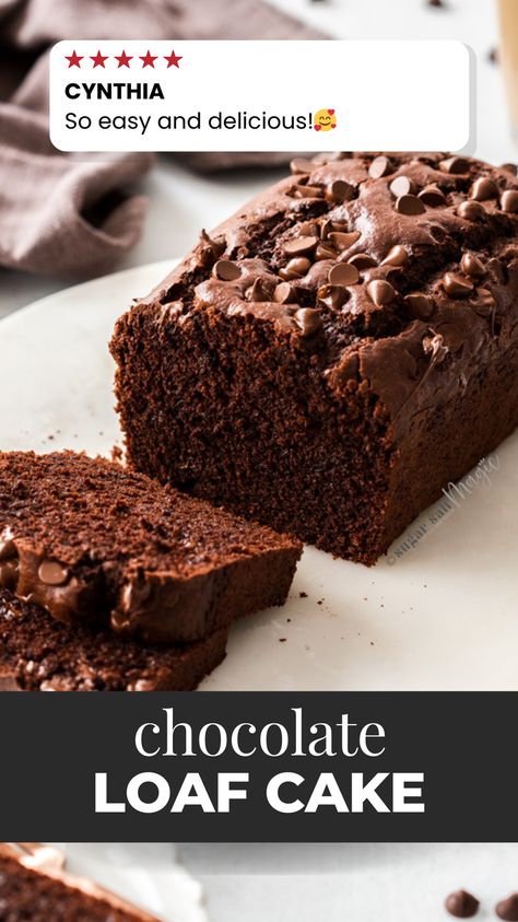 This quick Chocolate Bread recipe takes just 15 minutes to throw together and will fill your home with the most chocolatey aroma. You may also know it as chocolate loaf cake, it makes a wonderful sweet treat for breakfast. Serve it up for Easter brunch or Mother's Day or anytime you have a chocolate craving. Chocolate Loaf Recipe, Gluten Free Chocolate Loaf Cake, Chocolate Peppermint Loaf Cake, Chocolate Sweet Bread Recipes, Bread Loaf Recipe Desserts, Chocolate Loaf Cake Easy, Loaf Pan Cake Recipes, Chocolate Loaf Cake Moist, Sweet Loaf Bread Recipes