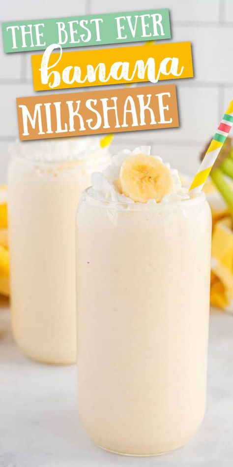 These Banana Milkshake are so good!! The perfect summer time treat and they are so easy to make. Homemade Banana Milkshake, How To Make Banana Milkshake, Milkshake Recipe Banana, Banana Milk Shake Recipes, Shake Shack Recipe, Banana Milkshake Recipe Healthy, Milkshake Machine Recipes, Good Milkshake Recipes, Banana Shake Recipe Milkshakes