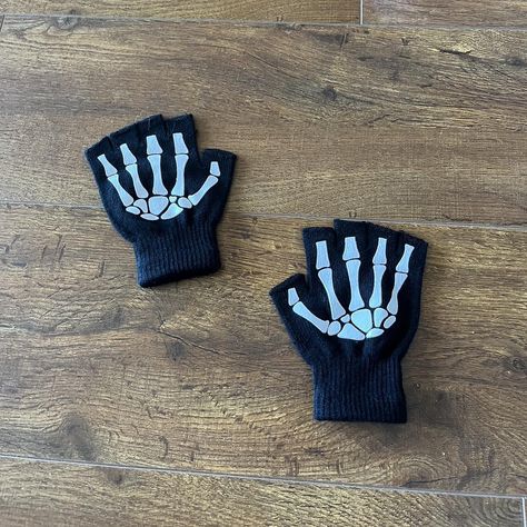 Skeleton fingerless gloves - Depop Skeleton Gloves, Fingerless Gloves, Skeleton, Gloves