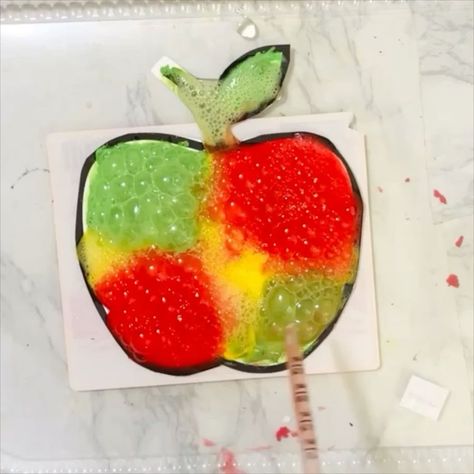 Apple Experiments For Preschool, Fizzy Apple Art, Vegetables Activities, Apple Science Experiments, Apple Science, Teacher Goals, Fall Science, Baking Soda And Vinegar, Apple Painting