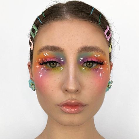 Colorful Makeup Looks, Bright Makeup, Pride Makeup, Face Art Makeup, Matte Blush, Alternative Makeup, Unique Makeup, Colorful Eye Makeup, Makeup Eye Looks