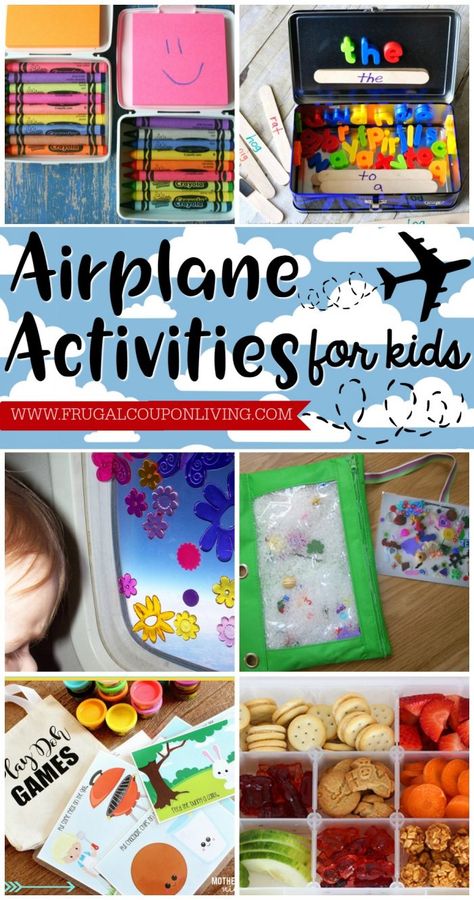 Airplane activities for kids on Frugal Coupon Living. What to do on a plane with traveling with children. Preschool to elementary kid ideas. #airplane #travel #travelingwithkids #kidstravel #kidstravelideas #travelideas #traveltips #travelhacks #airplane #airplanegames Airplane Activities For Kids, Kids Airplane Activities, Road Trip Bingo, Traveling With Children, Kids Travel Activities, Airplane Activities, Best Airplane, Flying With Kids, Toddler Snacks