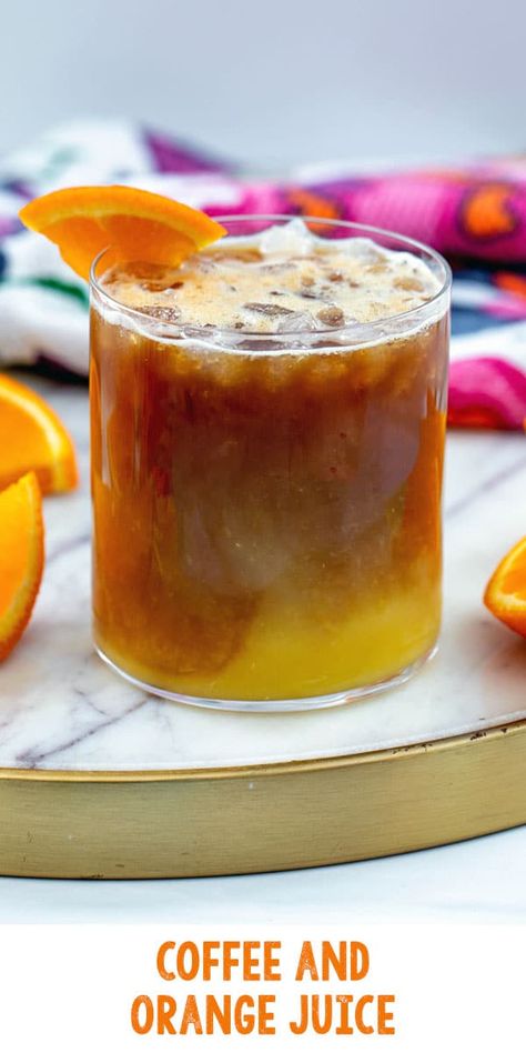 Coffee Orange Juice, Orange Coffee Recipe, Coffee And Orange Juice, Coffee With Orange Juice, Espresso Orange Juice, Orange Coffee Drink, Orange Juice Smoothie, Fruit Coffee, Drink Tray