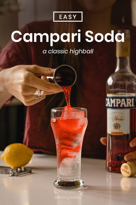 Delicious as an aperitif or a brunch cocktail this highball is the easiest of all Campari Drinks. Fruity Rum Drinks, Campari Drinks, Whiskey And Ginger Ale, Campari Spritz, Drink Mixers, Campari Soda, Campari Cocktails, Making Drinks, Easy Cocktail Recipes