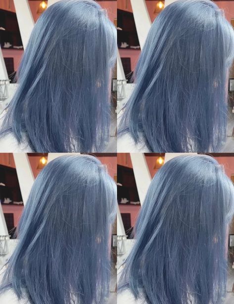 Blue Under Dye Hair, Smokey Blue Hair Color, Icy Lavender Hair, Icy Silver Blue Hair, Grey Blue Hair Color, Blue Lavender Hair, Ashy Blue Hair, Gray Blue Hair, Powder Blue Hair