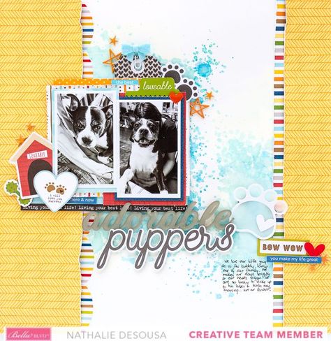 Adorable Puppers | Nathalie DeSousa Dog Scrapbook Layouts, Old Boston, International Dog Day, Aqua Watercolor, Dog Scrapbook, Pet Scrapbook, Hama Beads Minecraft, School Portraits, Puffy Stickers