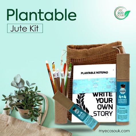 This Plantable Jute Kit Includes 4 Paper Seed Pens, 4 Seed Pencils and 1 Plantable Notepad. These are Innvoative eco friendly jute set made from recycled paper and packed in a stylish jute bag. The pencil Can be sharpened like normal pencil. Order here: https://myecosouk.com/products/plantable-jute-kit #plantablepens #jutekit #ecofriendly #biodegradable #naturefriendly #sproutpens #plantablejutekit #stationary Stationary Products, Plantable Paper, Nature Friendly, Jute Bag, The Pencil, Pencil And Paper, Pens And Pencils, Jute Bags, Recycled Paper