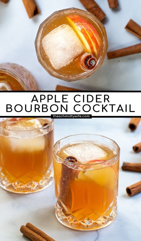 Apple Cider Bourbon Cocktail, Cider Bourbon Cocktail, Apple Cider Bourbon, Bourbon Drinks Recipes, Bourbon Apple Cider, Cider Cocktail, Apple Whiskey, Bourbon Recipes, Cider Drinks