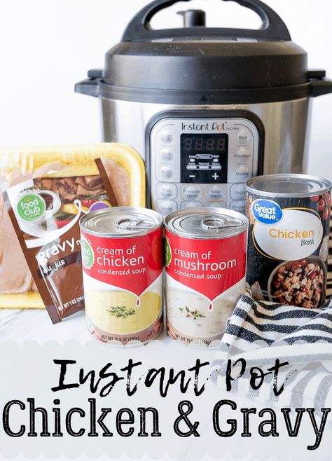 Instant Pot Chicken and Gravy is just that, perfectly cooked chicken in record time smothered in a flavorful gravy perfect for rice or mashed potatoes. Just dump and go! |Cooking with Karli| Instant Pot Recipes Chicken And Gravy, Cream Of Mushroom Soup Recipes With Chicken Instapot, Instant Pot Recipes With Frozen Chicken, Cream Of Mushroom Chicken Instant Pot, Instant Pot Chicken Gravy, Chicken And Gravy Instant Pot, Instant Pot Chicken And Gravy, Chicken Rice And Gravy, Instapot Ideas