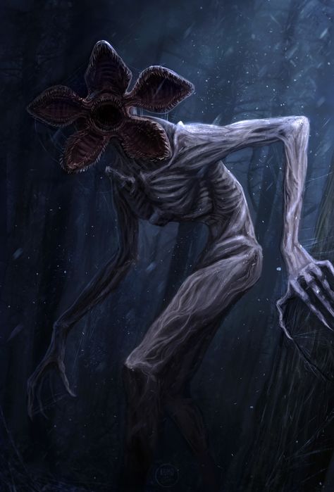 ArtStation - Demogorgon Demogorgon Painting, Demon Gorgon Stranger Things, Demagorgan Drawings, Demogorgon Tattoo, Demogorgon Art, Demogorgon Drawing, Dream Monster, Stranger Things Creature, Stranger Things Monster