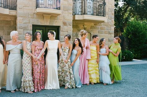 Mix Match Bridesmaid Dresses, White Tie Wedding, Spring Wedding Guest Attire, Mix Match Bridesmaids, Pretty Bridesmaid Dresses, Floral Bridesmaid Dresses, Spring Wedding Guest, Bridal Party Outfit, Party Pics