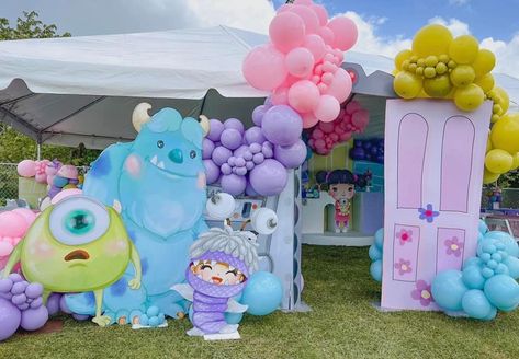 Monsters Inc 1st Birthday Girl, Monster Ink Birthday Party Ideas, Monsters Inc Party Backdrop, First Birthday Monsters Inc Theme, Boo Monsters Inc Party Ideas, Monster Inc Balloon Decor, Piñata Monster Inc, Monsters Inc Decorations, Monsters Inc Baby Shower