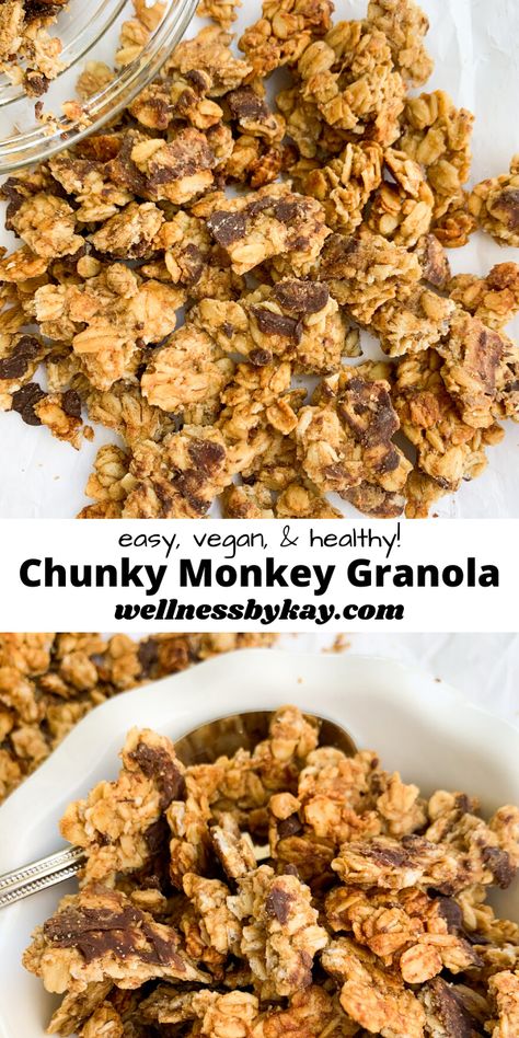 Granola Flavor Ideas, Banana Granola Recipe, Granola Combinations, Granola Bars With Banana, Gronala Recipes Easy, Ways To Eat Granola, Peanut Butter Banana Granola, Chunky Granola Recipe, Granola Ideas