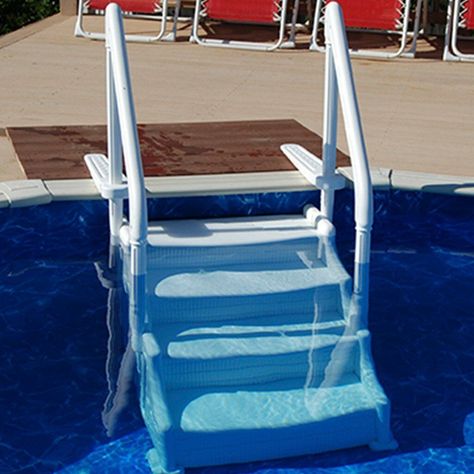 MIGHTY STEP ABOVE Ground Pool Steps - $158.09. Safe, stable pool stepsPerfect for any above ground poolHolds up to 400 lbs.Choose From 30" or 38" WidthsAdd the Outside ladder for pools WITHOUT decks Dependable safety and security.An excellent option for any above ground pool, the Mighty Step Pool Step provides dependable safety and security. Its designed with large, flat steps featuring non-slip texture. Easy to install, it snaps together for no hassle assembly and includes two handrails for ... Pool Stairs, Above Ground Pool Ladders, Swimming Pool Steps, Above Ground Pool Steps, Swimming Pool Ladders, Swimming Pool Safety, Pool Deck Plans, Best Above Ground Pool, Swimming Pool Decks