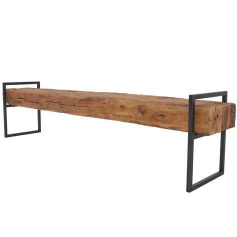 Modern Minimal Beam Bench Reclaimed Structural Oak Beams Welded Steel Frame 1 Beam Bench, Oak Beams, Interior Design Minimalist, Welded Furniture, Bedroom Minimalist, Minimalist Lighting, American Modern, Trendy Bedroom, Steel Furniture