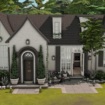 Sims 4 Cc Cottage House, Sims 4 Guest House, Sims4 House Build, Sims 4 Fancy House Cc, Sims 4 House Exterior Cc, Sims 4 Build Exterior Cc, Sims 4 European House, Sims 4 Cc Home Build, Cottage House Sims 4 Floor Plan