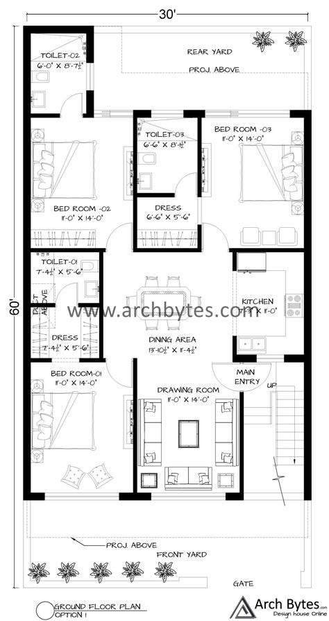 This is just a basic over View of the house plan for 30 by 60 feet. If you any query related to house designs feel free to Contact us at Info@archbytes.com House Plan 30 By 60, 30 By 60 House Plans, 30 60 Feet House Plan, Industrial House Plans, 60 House, 40x60 House Plans, 30x50 House Plans, Quotation Format, Plot Plan