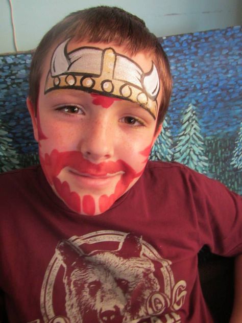 Facepainting by Snowqueen Viking Viking Face Paint, Viking Party, Face Painting For Boys, Paper Punch Art, Cheek Art, Fairytale Party, Knight Design, Face Painting Easy, Kids Face Paint