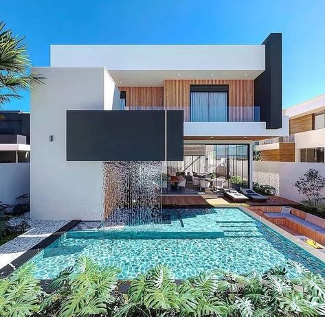 A Modern House, Modern Villa Design, Modern House Facades, Architect Design House, House Outside Design, Modern Architecture House, Luxury House Designs, Luxury Homes Dream Houses, Design Your Dream House