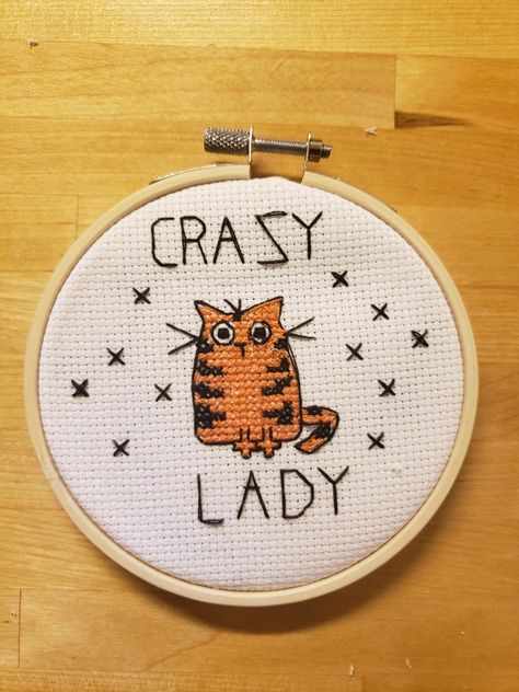 Crazy Cat Lady Cross Stitch Fall 2018 Cross Stitch Fall, Crazy Cat, Fall 2018, Crazy Cat Lady, Crazy Cats, Cat Lady, Sewing Ideas, Stitch Fix, Craft Projects