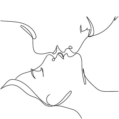 Kiss vector art line isolated doodle ill... | Premium Vector #Freepik #vector #continuous-line #human-sketch #line-art-people #lovers-couple One Line Drawing Of Lovers, Continuous Line Tattoo Couple, Line Art Of Couple, Line Art Drawings Couple Kiss, Bride And Groom Line Art, Line Drawings Of People, People Kissing Sketch, Lovers Sketch Couple, Casal Art