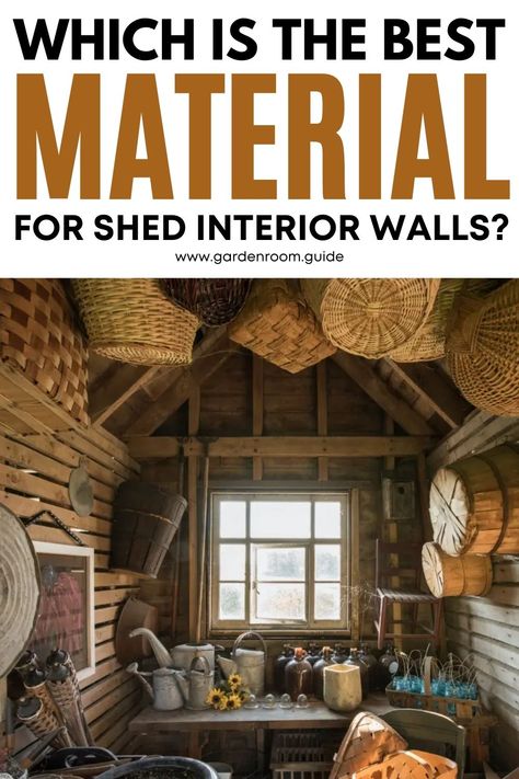 The interior of a shed can look just as good as the exterior when the right materials are used for lining the walls. If you’re going to spend a lot of time inside, making it warm and comfortable is a smart idea. Shed Wall Covering Ideas, Inside Shed Ideas Interiors, Interior Shed Wall Ideas, Shed Interior Walls, Shed Wall Ideas, Inside She Shed Ideas, Shed Ideas Inside, Shed Interior Ideas, She Shed Ideas Interior