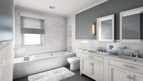 6 Top Bathroom Updates for a Fabulous Home Resale Value Best Bathroom Colors, Bathtub Sizes, Gray And White Bathroom, Bathroom Remodel Cost, White Bathroom Designs, Bathroom Color Schemes, Bad Inspiration, Bathroom Paint Colors, Bathroom Color