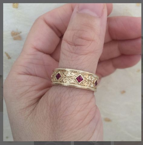 Wedding Ring Princess Cut, Wedding Ring Princess, Celtic Knot Band, Ruby Wedding Band, Celtic Wedding Bands, Gold Gallery, Ruby Wedding Rings, Mens Wedding Bands Unique, Wedding Rings Princess Cut