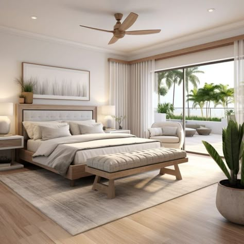 This bedroom boasts a cozy and inviting atmosphere with warm colors and soft textures. California Casual Bedroom, Parent Bedroom, Ideas With Wood, Cozy Bedroom Lighting, Bedroom Interior Design Ideas, Parents Bedroom, Bedroom Design Inspiration, Luxury Bedroom Master, Modern Bedroom Design