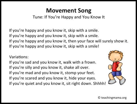 Great when talking about feelings Montessori Songs, Songs For Kindergarten, Transition Songs For Preschool, Preschool Transitions, Transition Songs, Transition Activities, Movement Songs, Teaching Mama, Circle Time Songs