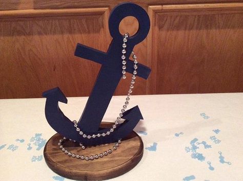 Nautical Theme Centerpieces | Set of 4 Anchor Nautical Theme Table Top Centerpiece by SnJCrochet, $ ... Anchor Centerpiece, Nautical Wedding Centerpieces, Nautical Centerpiece, Sailor Party, Anchor Theme, Diy Nautical Decor, Wedding Nautical, Nautical Table, Nautical Themed Party