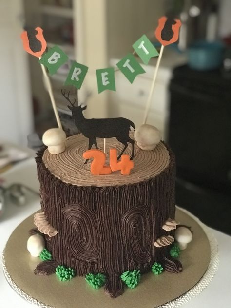 Hunting Smash Cake, Deer Hunting Birthday Cake, Hunting Birthday Party Decorations, Landscape Cake, Deer Hunting Cake, Hunting Birthday Cakes, Deer Hunting Birthday, Deer Birthday Party, Hunting Birthday Party