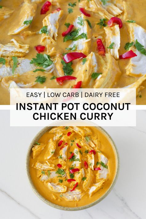 Instant Pot Coconut Chicken Curry - a simple yet delicious curry which is made in less than 30 minutes using your Instant Pot. Low Fodmap Instant Pot Recipes, Instant Pot Coconut Chicken, Fodmap Meals, Fod Map, Low Fodmap Recipes Dinner, Coconut Chicken Curry, Loaded Sweet Potato, Coconut Chicken, Coconut Curry Chicken