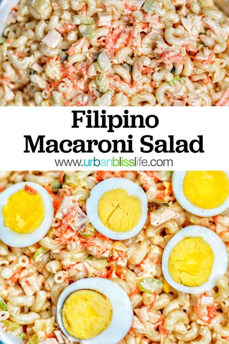 Filipino Macaroni Salad Filipino Side Dishes, Filipino Macaroni Salad Recipe, Filipino Macaroni Salad, Sweet Pasta Salads, Phillipino Food, Garlic Fried Rice, Ditalini Pasta, Macaroni Pasta, Filipino Foods