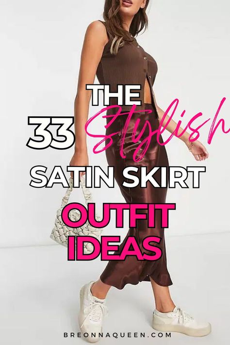 "Satin skirts are a fashion lover's dream! Our 33 outfit ideas will inspire you to try new looks and experiment with your style. #fashionlover #satinskirt #outfitinspo" Satin Midi Skirt Outfit, Skirt Outfit Inspiration, Silk Skirt Outfit, Skirts With Sneakers, Styling 101, Long Satin Skirt, Skirt Styling, Satin Skirts, Satin Skirt Outfit