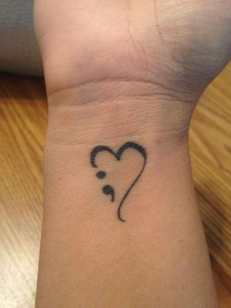 Semicolon Tattoo Ideas, Semicolon Tattoos, Colon Tattoo, Retro Tattoos, Semicolon Tattoo, Strength Tattoo, Health Tattoo, Daughter Tattoos, Small Wrist Tattoos