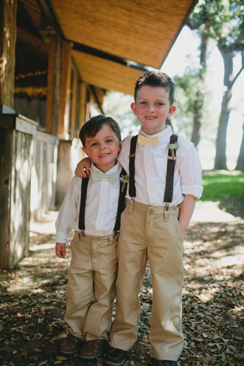 ring bearers Ring Bearer Attire, Suspenders Wedding, Bearer Outfit, Boys Outfits, Hill Country Wedding, Ring Bearers, Ring Bearer Outfit, Boys Bow Ties, Garden Parties